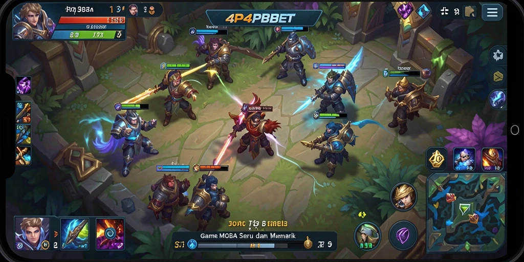 Tampilan permainan seru di 4P4PBET yang menampilkan aksi pertarungan MOBA.