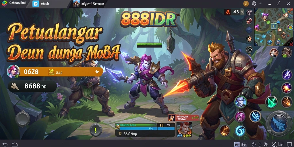 Screenshot gameplay MOBA yang intens dari 888IDR.