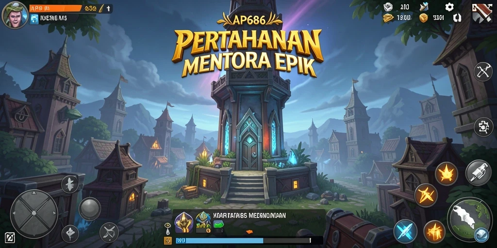 Screenshot utama AP686 menunjukkan aksi seru dalam Tower Defense.