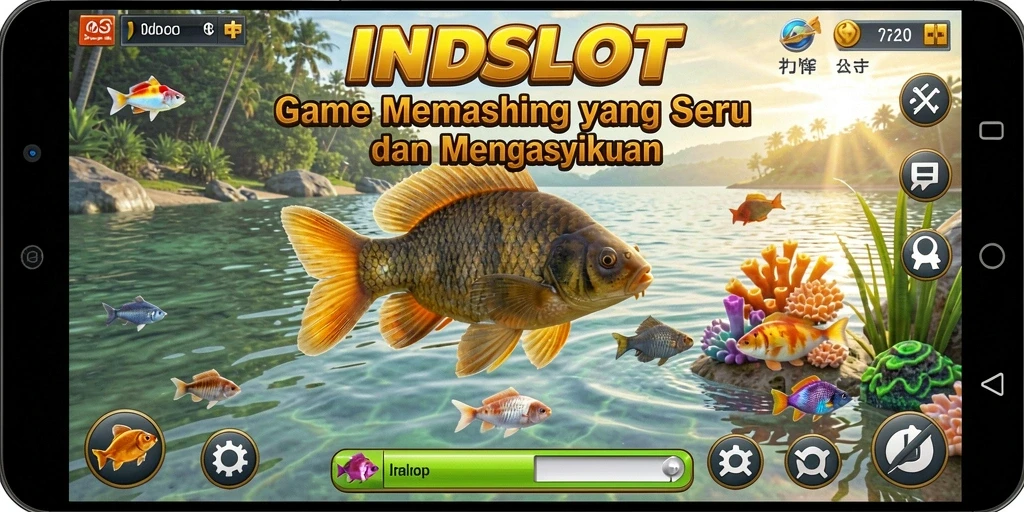 Tampilan gameplay <strong>INDSLOT</strong> menampilkan aksi memancing yang seru dan interaktif.