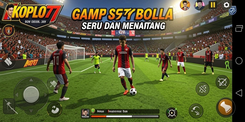 Tampilan gameplay yang menegangkan dalam KOPLO77, sempurna untuk penggemar sepak bola.