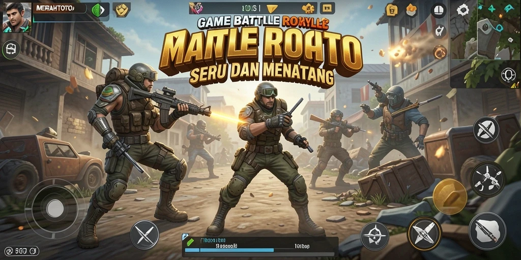 Tangkapan layar permainan MERAHTOTO menampilkan aksi Battle Royale yang mendebarkan.