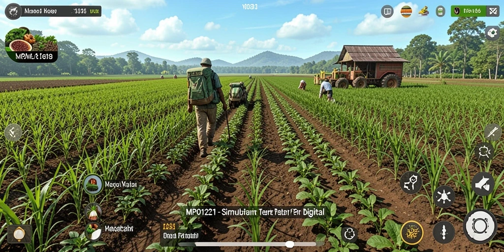 Tampilan gameplay MPO1221 dengan pertanian yang indah dan interaktif.