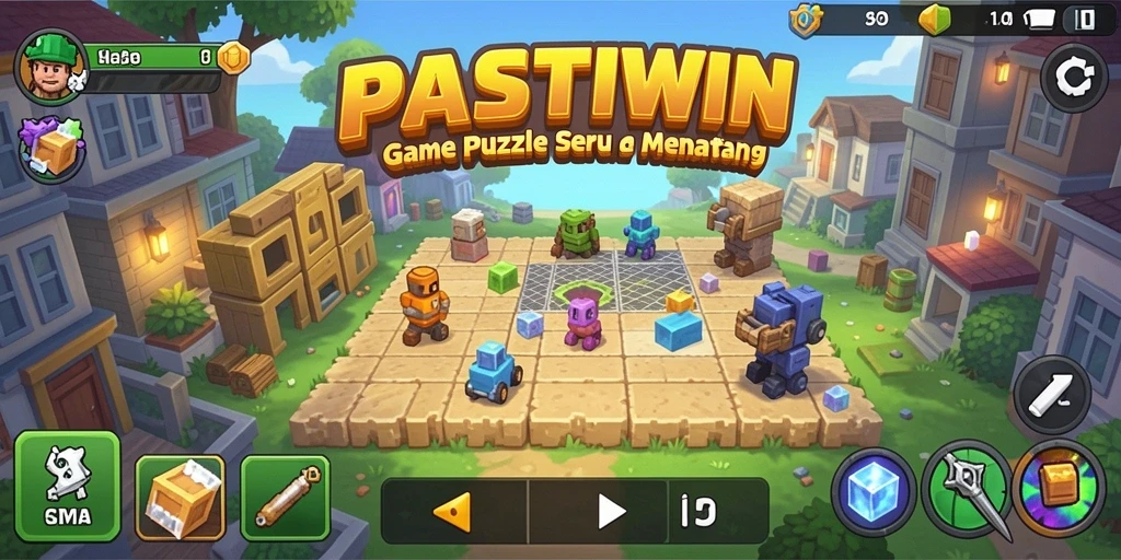 Screenshot gameplay PASTIWIN dengan berbagai tantangan puzzle.
