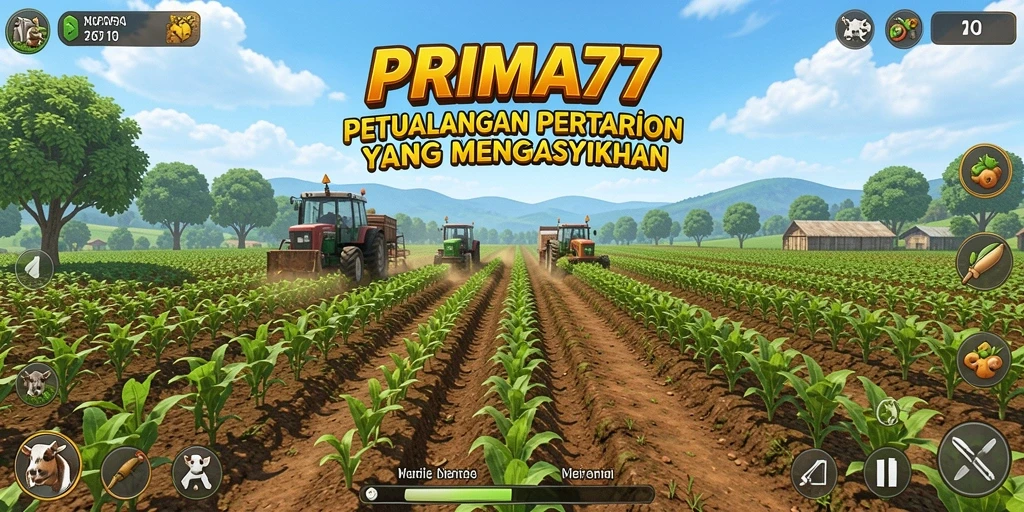 Tangkapan layar utama gameplay pertanian yang menarik.