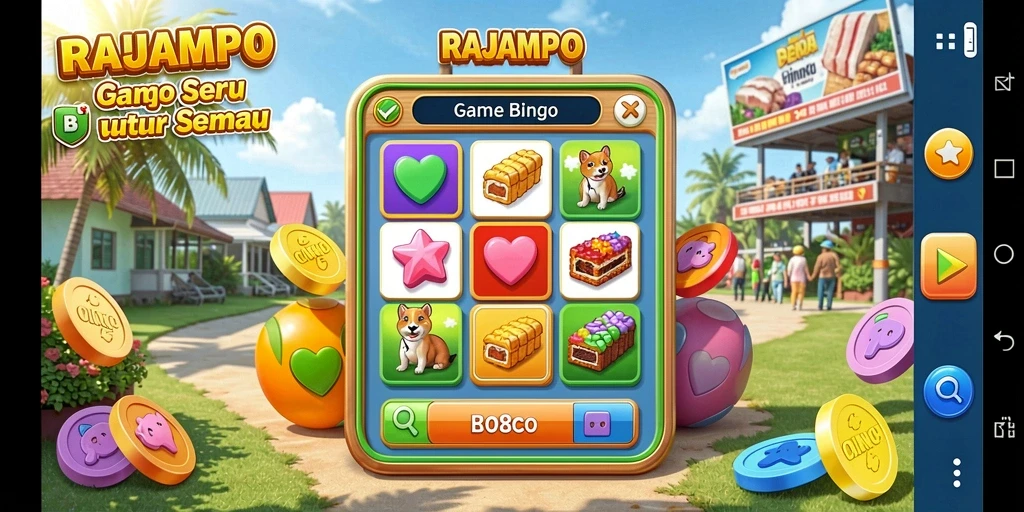 Tampilan gameplay RAJAMPO yang menarik saat bermain Bingo.