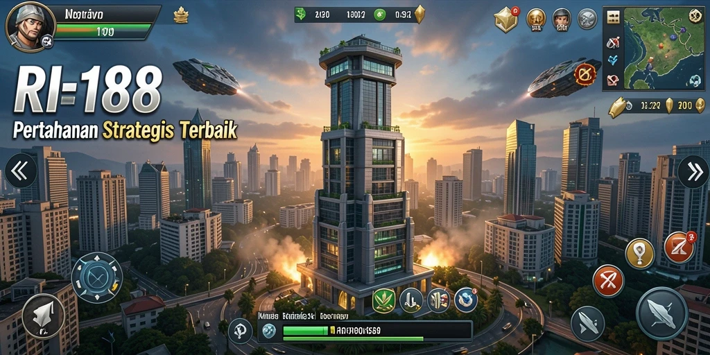 Tampilan gameplay menegangkan di RI188 dengan strategi pertahanan menara.