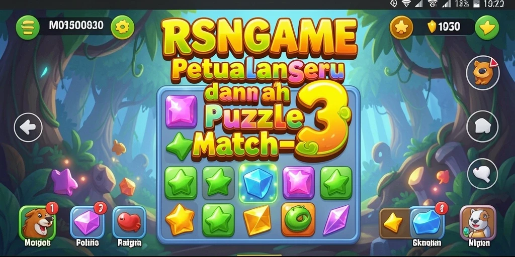 Gameplay seru RSNGAME dengan tantangan Match-3 yang menakjubkan.