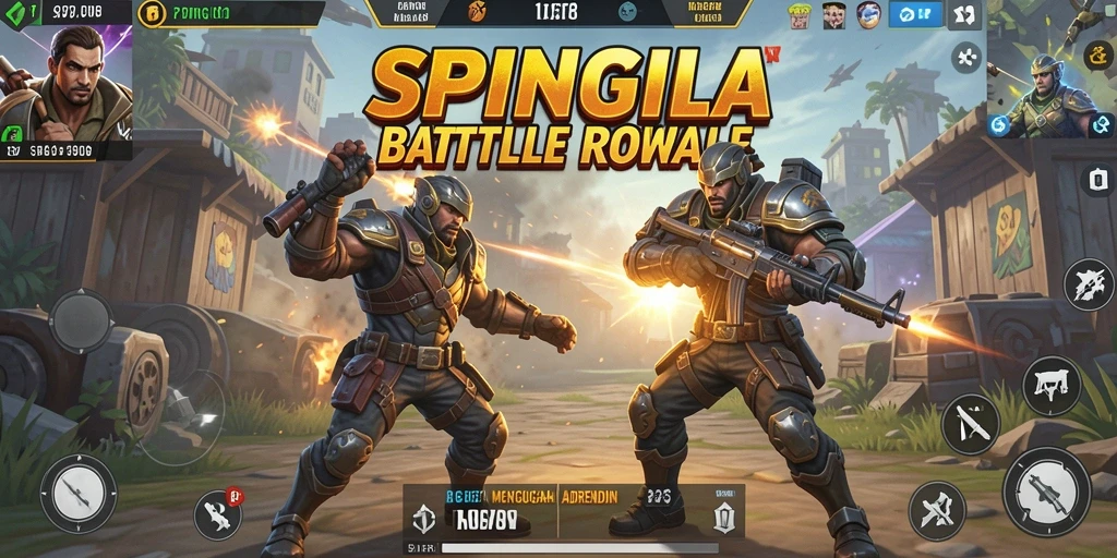 Tampilan gameplay seru SPINGILA dalam aksi Battle Royale.