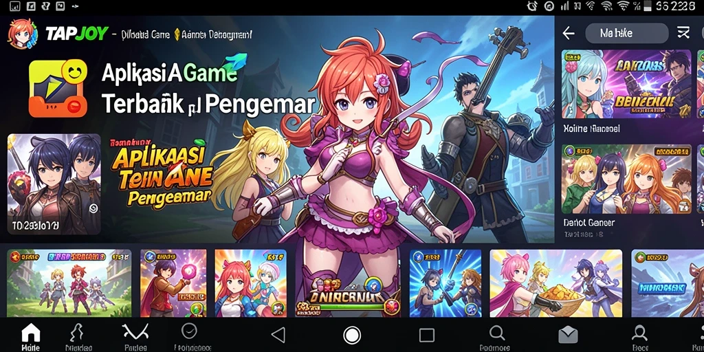 Screenshot gameplay TAPJOY menunjukkan pertarungan karakter Anime yang seru.