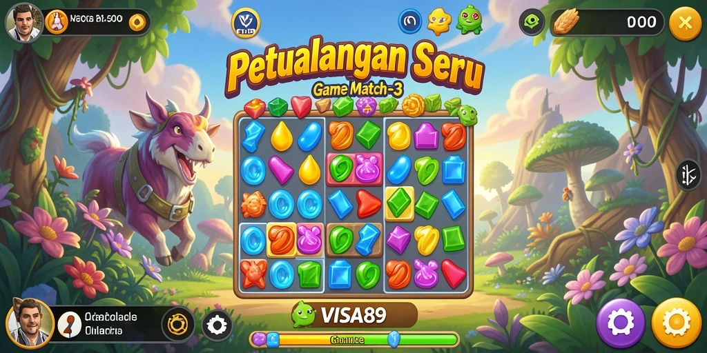 Gameplay seru dan menantang di game Match-3 VISA89.
